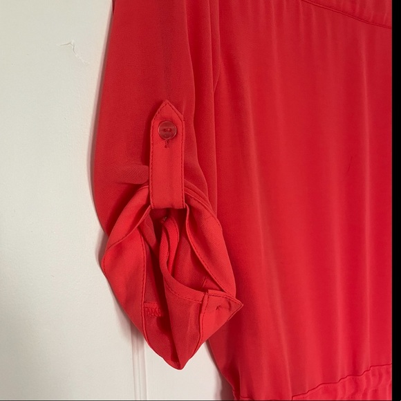 A. Byer Coral V-Neck Dress with Drawstring - Picture 2 of 3